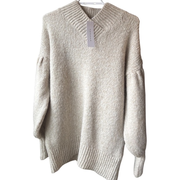 Topshop V-neck Bell Sleeve Sweater - Picture 1 of 4